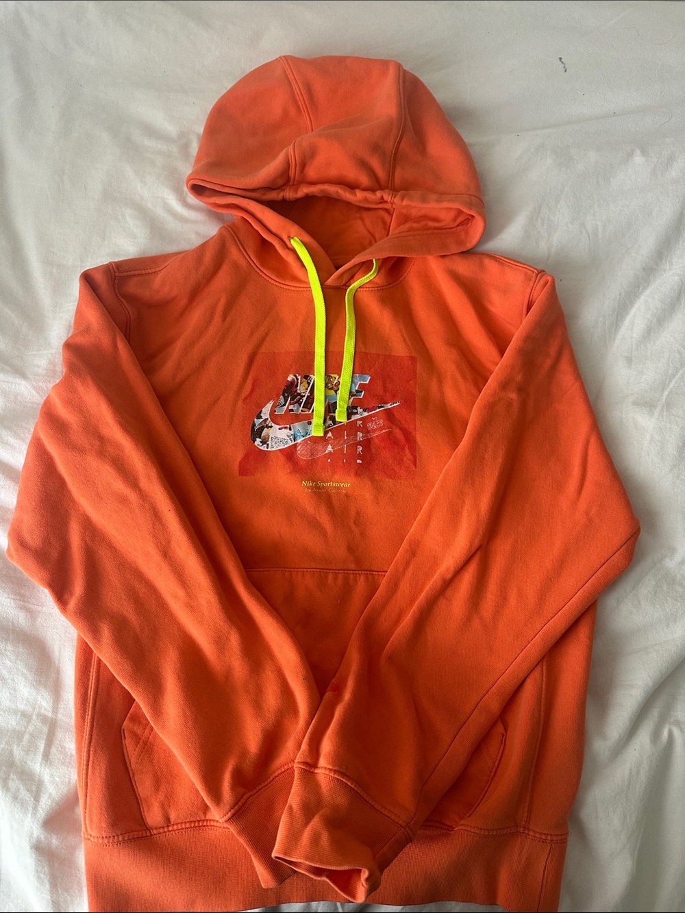 Nike Orange  Hoodie with Neon Yellow Drawstrings